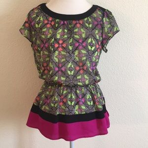 Bobeau Vibrant Floral Blouse